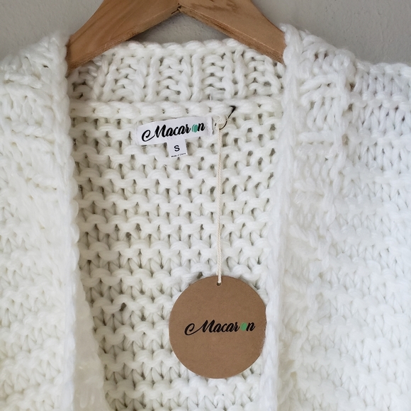 ❗SOLD❗Pom Sleeve Knit Cardigan Sweater - Picture 4 of 14